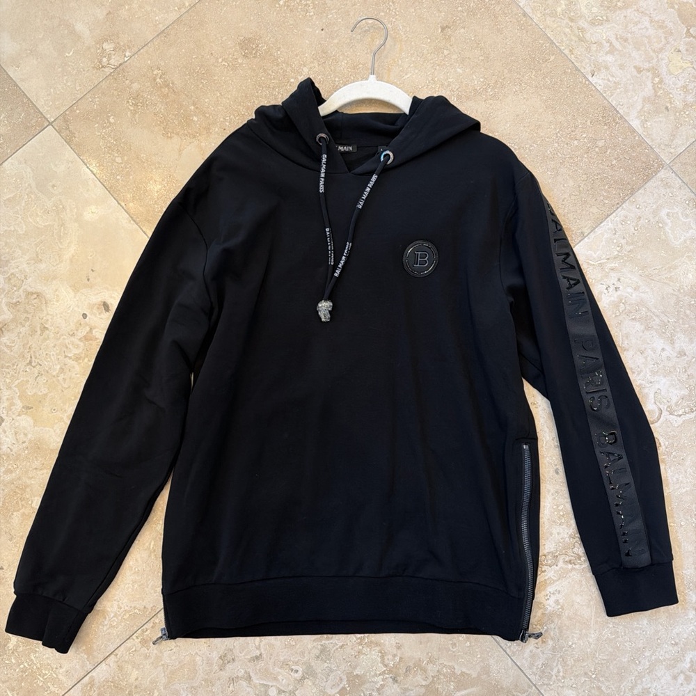 Balmain Black Hoodie with Logo